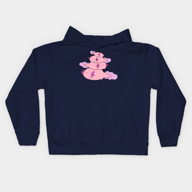 Axolotl Stack Kids Hoodie by saradaboru